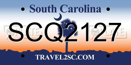 SCQ2127 South Carolina License Plate