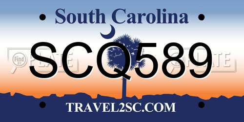 SCQ589 South Carolina License Plate