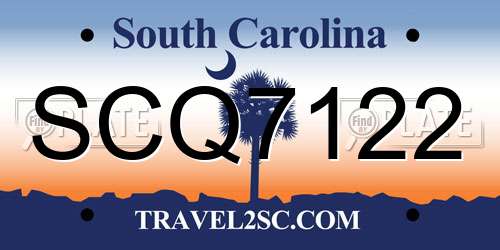 SCQ7122 South Carolina License Plate