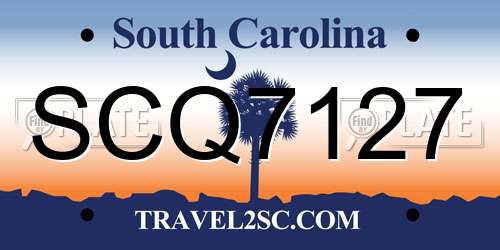 SCQ7127 South Carolina License Plate