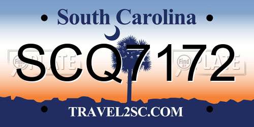 SCQ7172 South Carolina License Plate