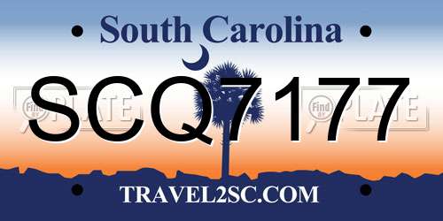 SCQ7177 South Carolina License Plate