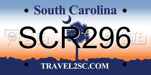 SCR296 South Carolina License Plate