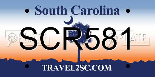 SCR581 South Carolina License Plate