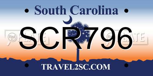SCR796 South Carolina License Plate