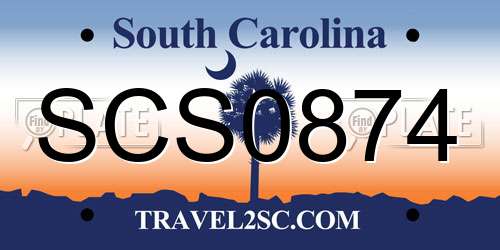 SCS0874 South Carolina License Plate