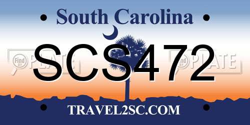 SCS472 South Carolina License Plate