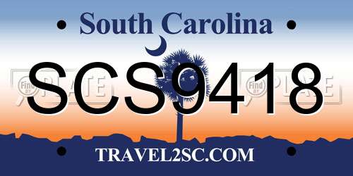 SCS9418 South Carolina License Plate