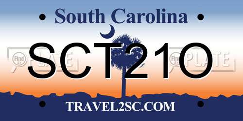 SCT21O South Carolina License Plate