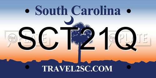 SCT21Q South Carolina License Plate