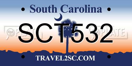 SCT532 South Carolina License Plate