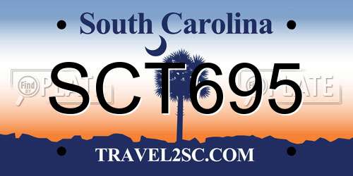 SCT695 South Carolina License Plate