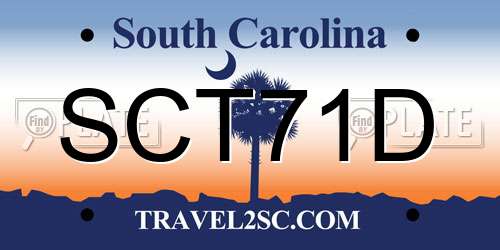 SCT71D South Carolina License Plate