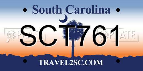 SCT761 South Carolina License Plate