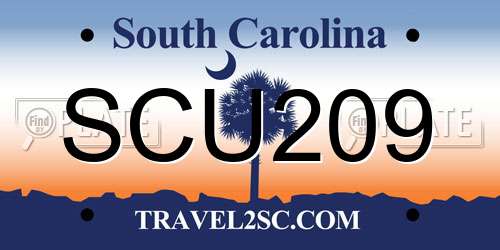 SCU209 South Carolina License Plate