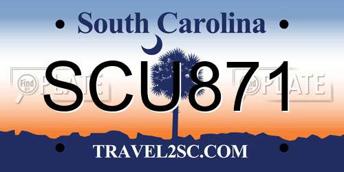 SCU871 South Carolina License Plate