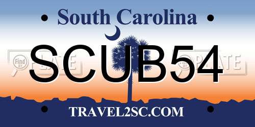SCUB54 South Carolina License Plate