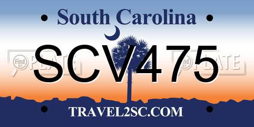 SCV475 South Carolina License Plate