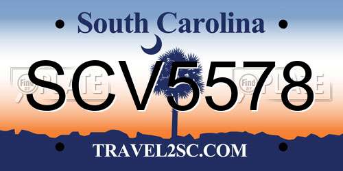 SCV5578 South Carolina License Plate
