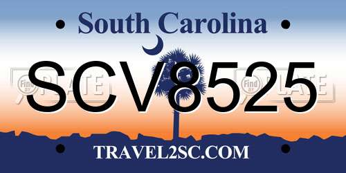 SCV8525 South Carolina License Plate