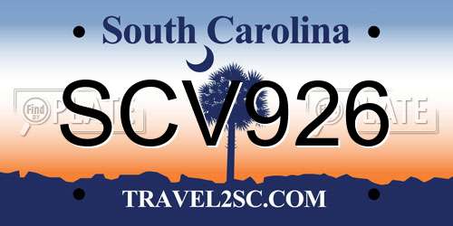 SCV926 South Carolina License Plate