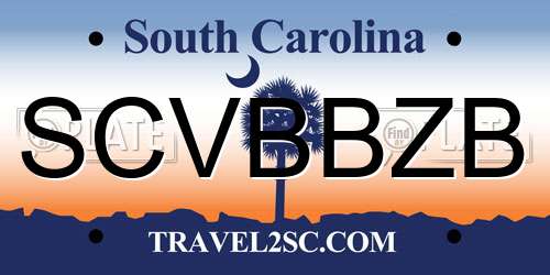 SCVBBZB South Carolina License Plate