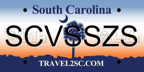 SCVSSZS South Carolina License Plate