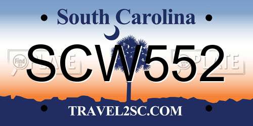 SCW552 South Carolina License Plate