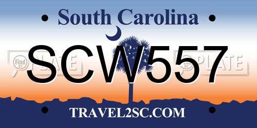 SCW557 South Carolina License Plate