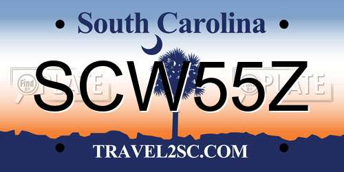 SCW55Z South Carolina License Plate