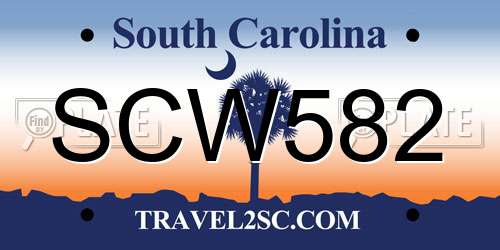 SCW582 South Carolina License Plate