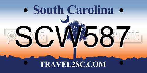 SCW587 South Carolina License Plate