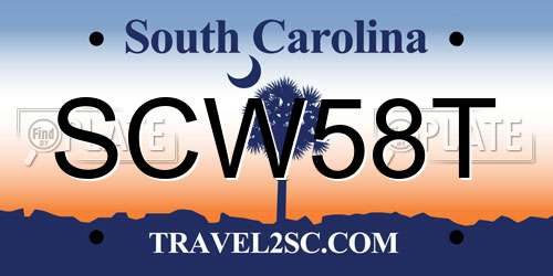 SCW58T South Carolina License Plate