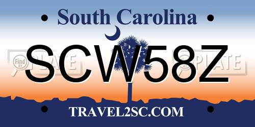 SCW58Z South Carolina License Plate