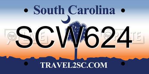 SCW624 South Carolina License Plate