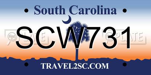 SCW731 South Carolina License Plate