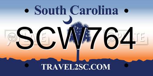 SCW764 South Carolina License Plate