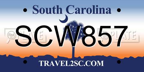 SCW857 South Carolina License Plate