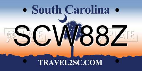 SCW88Z South Carolina License Plate
