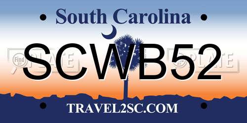 SCWB52 South Carolina License Plate
