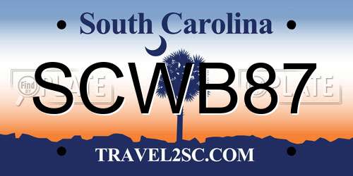 SCWB87 South Carolina License Plate