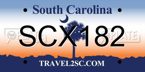 SCX182 South Carolina License Plate