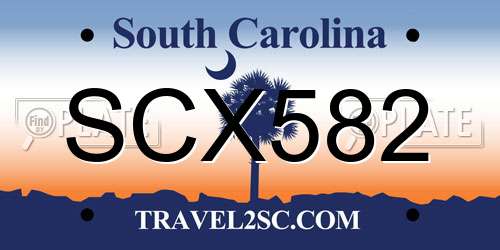 SCX582 South Carolina License Plate