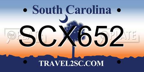 SCX652 South Carolina License Plate