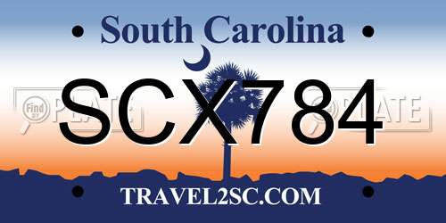 SCX784 South Carolina License Plate