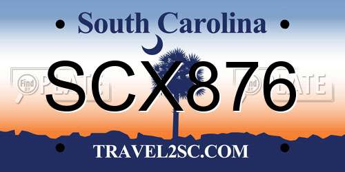 SCX876 South Carolina License Plate