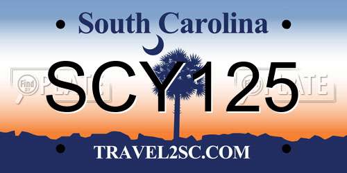 SCY125 South Carolina License Plate