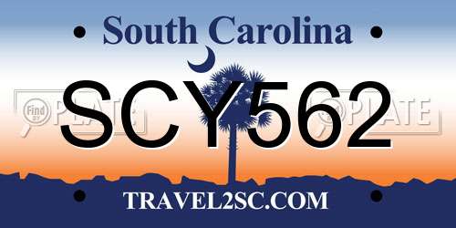 SCY562 South Carolina License Plate