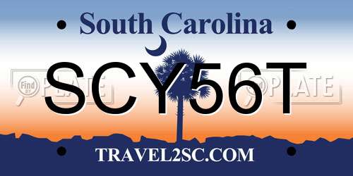 SCY56T South Carolina License Plate