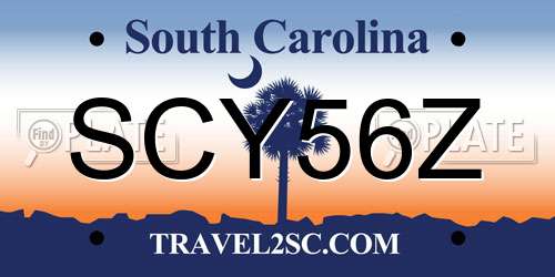 SCY56Z South Carolina License Plate